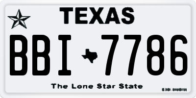 TX license plate BBI7786