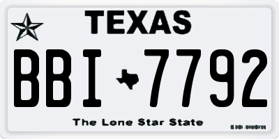 TX license plate BBI7792