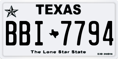 TX license plate BBI7794