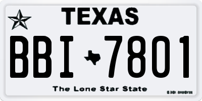 TX license plate BBI7801