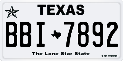 TX license plate BBI7892