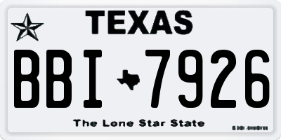 TX license plate BBI7926