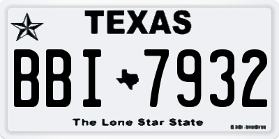 TX license plate BBI7932