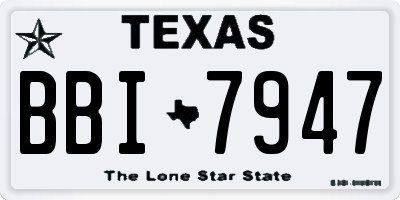 TX license plate BBI7947