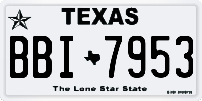 TX license plate BBI7953