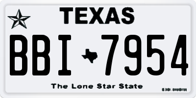 TX license plate BBI7954