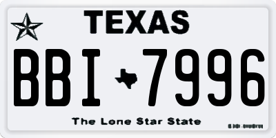 TX license plate BBI7996