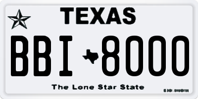 TX license plate BBI8000