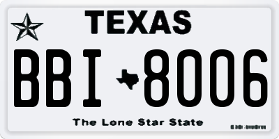 TX license plate BBI8006