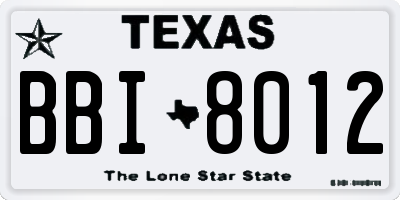 TX license plate BBI8012