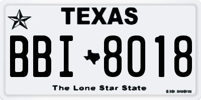 TX license plate BBI8018