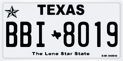 TX license plate BBI8019