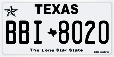 TX license plate BBI8020