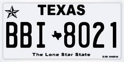 TX license plate BBI8021