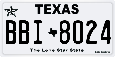 TX license plate BBI8024