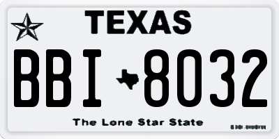 TX license plate BBI8032