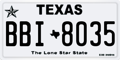TX license plate BBI8035