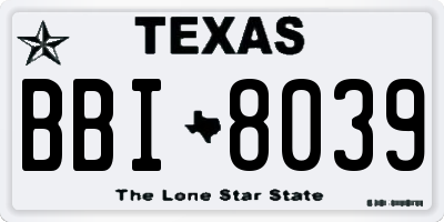 TX license plate BBI8039