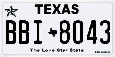 TX license plate BBI8043