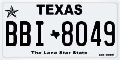 TX license plate BBI8049