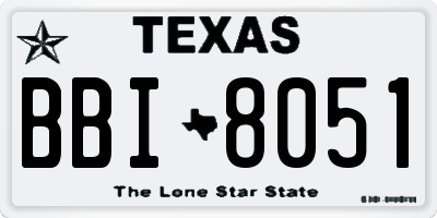 TX license plate BBI8051