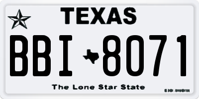 TX license plate BBI8071
