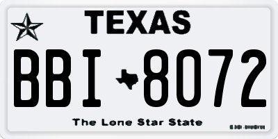 TX license plate BBI8072