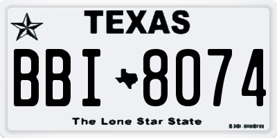 TX license plate BBI8074