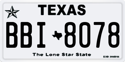 TX license plate BBI8078