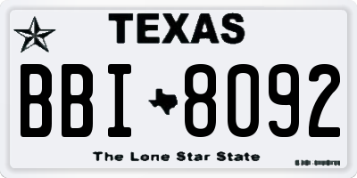 TX license plate BBI8092