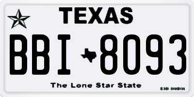 TX license plate BBI8093