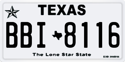 TX license plate BBI8116