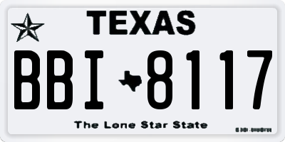 TX license plate BBI8117