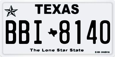 TX license plate BBI8140