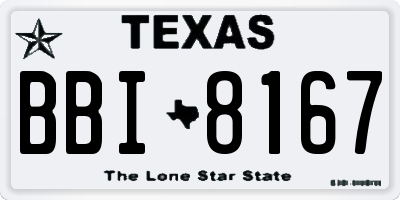 TX license plate BBI8167