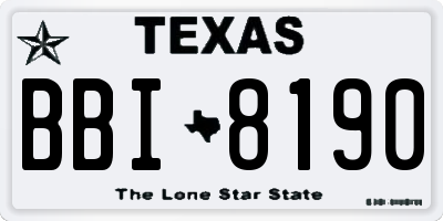 TX license plate BBI8190