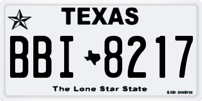 TX license plate BBI8217