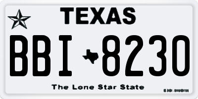 TX license plate BBI8230