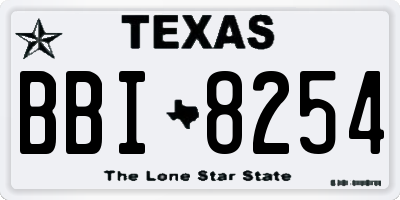 TX license plate BBI8254