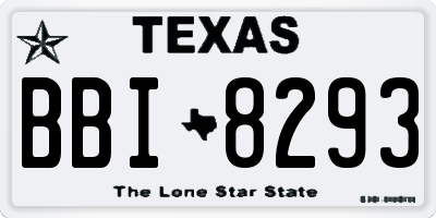 TX license plate BBI8293
