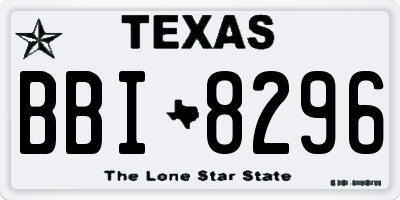 TX license plate BBI8296