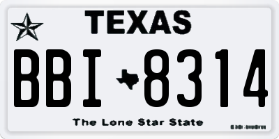 TX license plate BBI8314