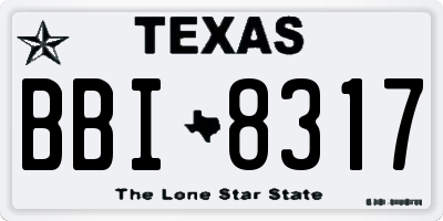 TX license plate BBI8317
