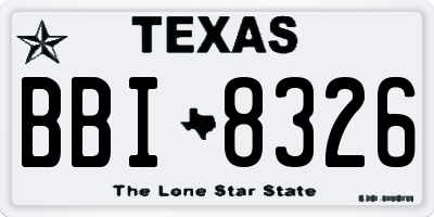 TX license plate BBI8326