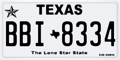 TX license plate BBI8334