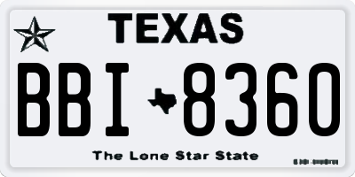 TX license plate BBI8360