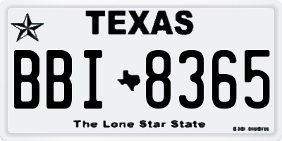 TX license plate BBI8365