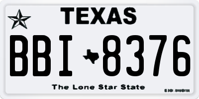TX license plate BBI8376