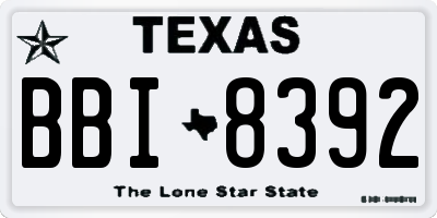 TX license plate BBI8392