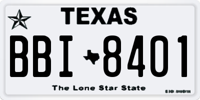 TX license plate BBI8401